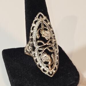 Filigree 1980's Vintage Sterling Silver .925 Women's Ring Size 8.25